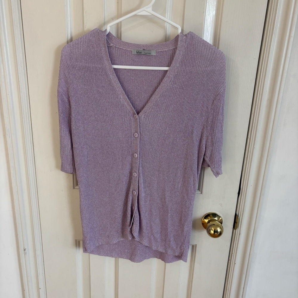 Vintage glitter purple ribbed cardigan 90s * accepting offers